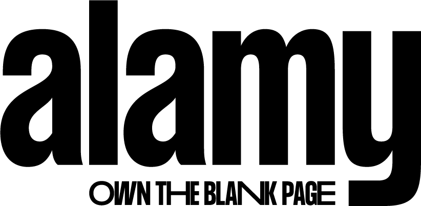 Alamy company logo with own the blank page strapline